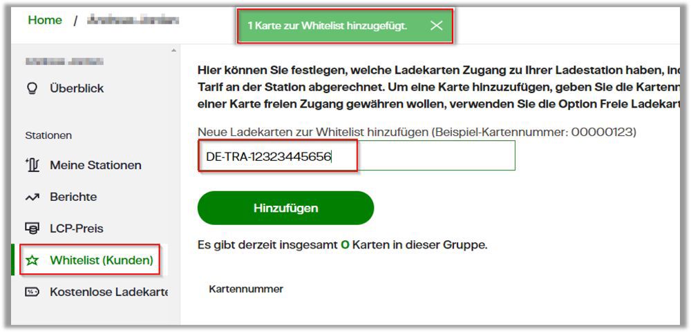 Whitelist bestätigen